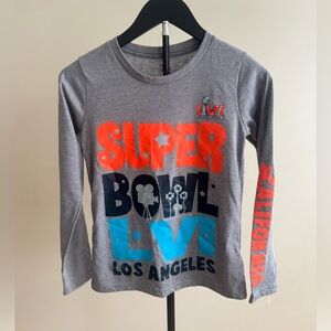 Kids Size Small (8) Super Bowl LVI LA Cotton Blend Long Sleeve Gray Tee NWT
